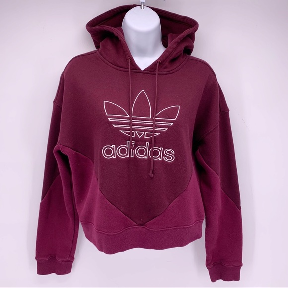 Adidas Cropped Two Toned Hoodie Sweatshirt Sz S